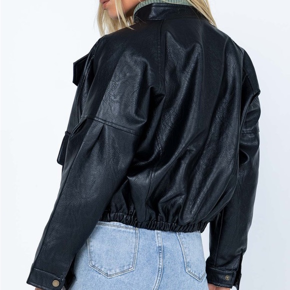 Princess Polly Bitossi PU Jacket in Black Size L/XL New with tag - Picture 4 of 4